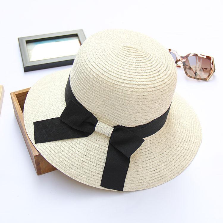

A Women S Summer Sun Hat Sun Protection Foldable Bow Straw Hat Travel Holiday Hat Beach Hat Women Adjustable молоко, білий колір