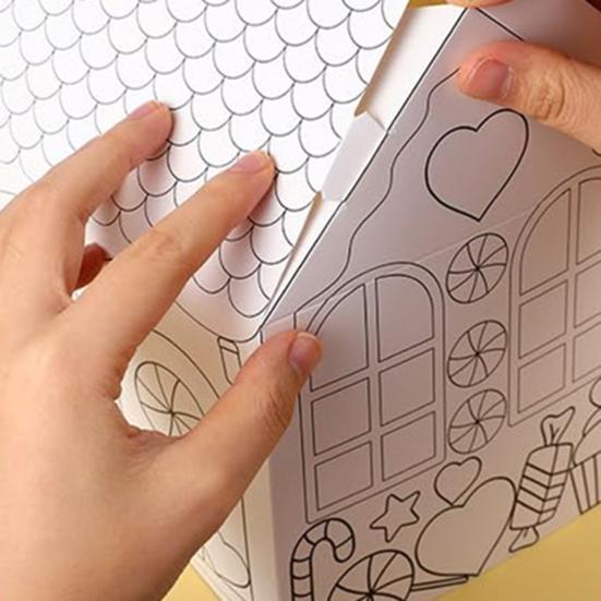 12 ks Vánoční omalovánka domeček DIY řemeslná sada s 24 barevnými fixami Živé sváteční ozdoby Vánoční domácí dekorace