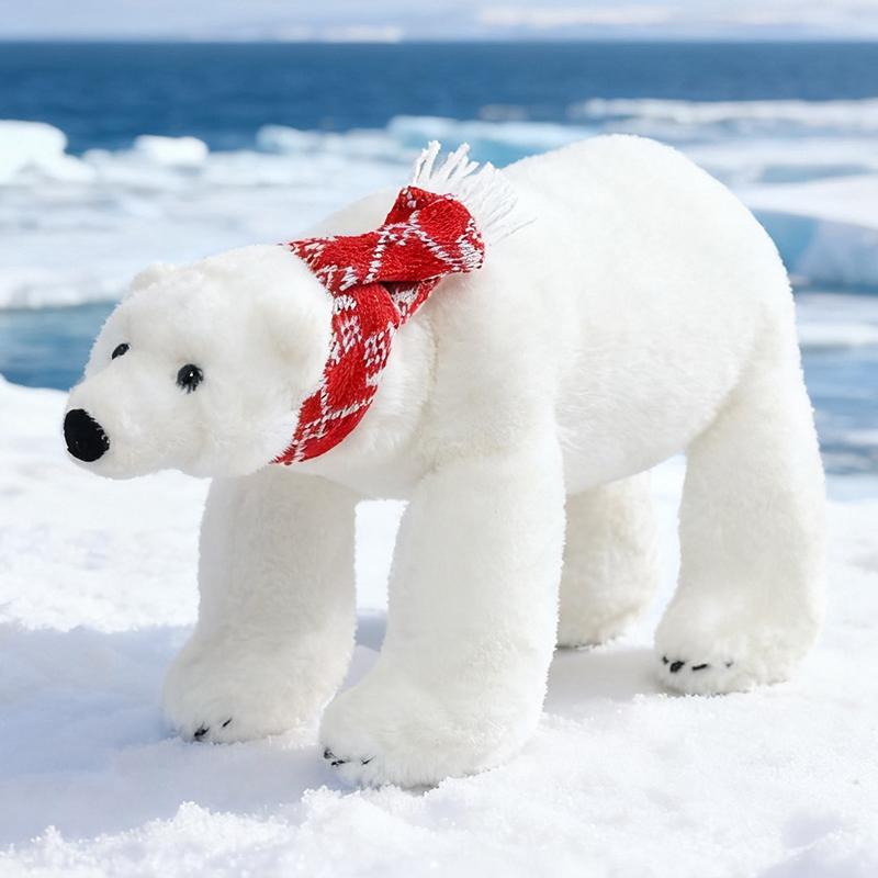 45/60cm Cartoon Giant Polar Bear Plush Doll Pillow Wearing Scarf White Bear Animal Stuffed Toy Home Decor Gift For Children