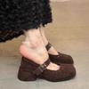 Französische quadratische Spitze dicker Absatz High Heels Herbst und Winter Damenschuhe 2025 neue Retro Wildleder Abendschuhe Mary Jane Schuhe