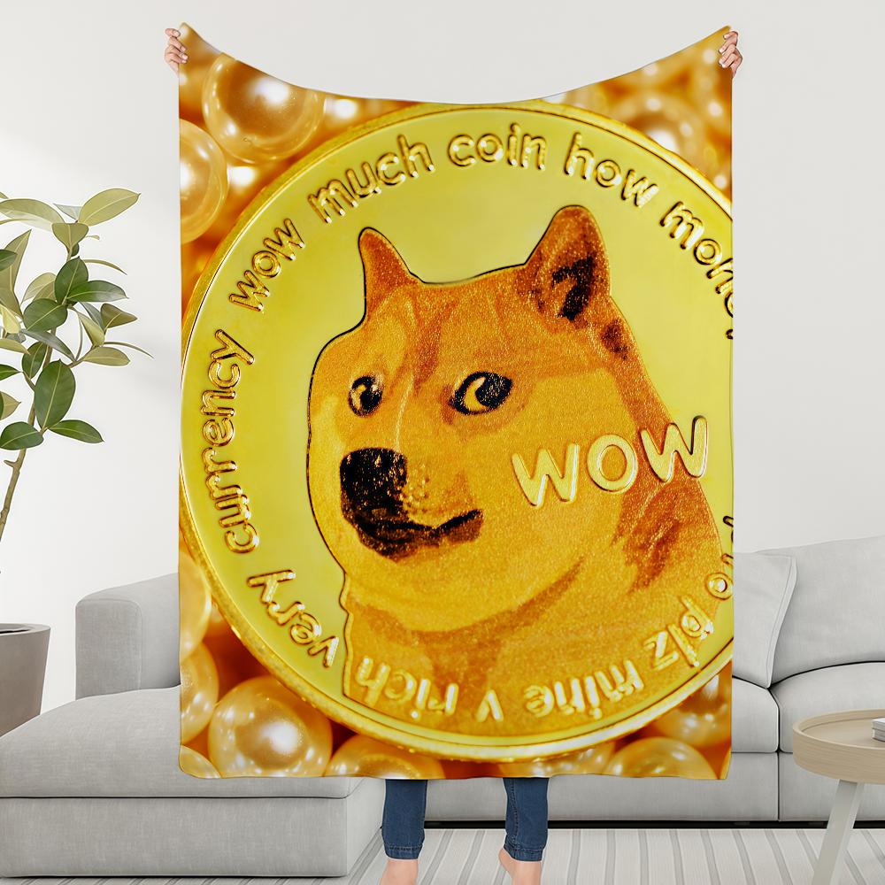 Blanket Throw Super Coin Cosy Plush Living Room Sofa Couch Childish Doge Birthday Gifts 30x40in