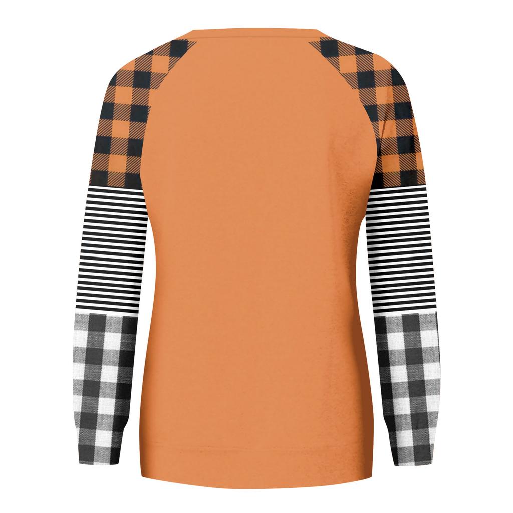 Women's Halloween Print Long Sleeve T-Shirt Round Neck Casual Top