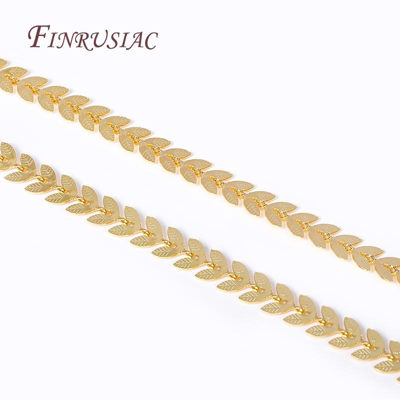 18K Gold Plated Brass Metal Leaf Chains For Earrings Necklace Accessories High Quality Jewelry Chains DIY Jewelry Findings