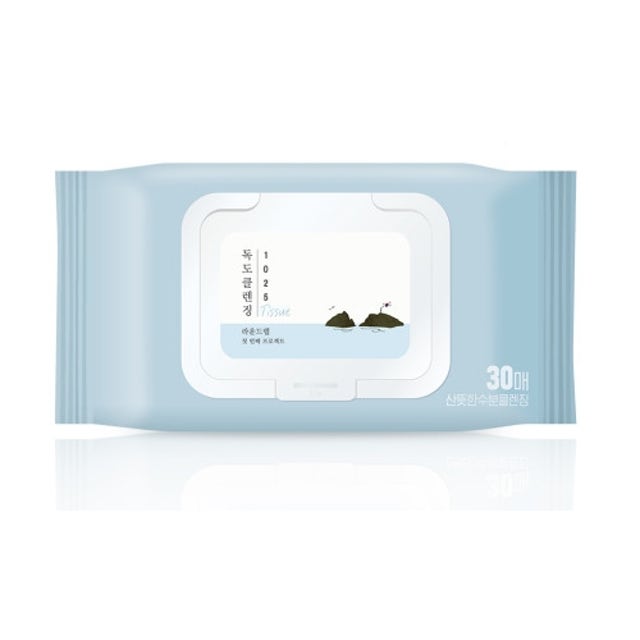 Round Lab 1025 Dokdo Cleansing Tissue 30 Sheets – Gentle Makeup Remover Wipes 1ea