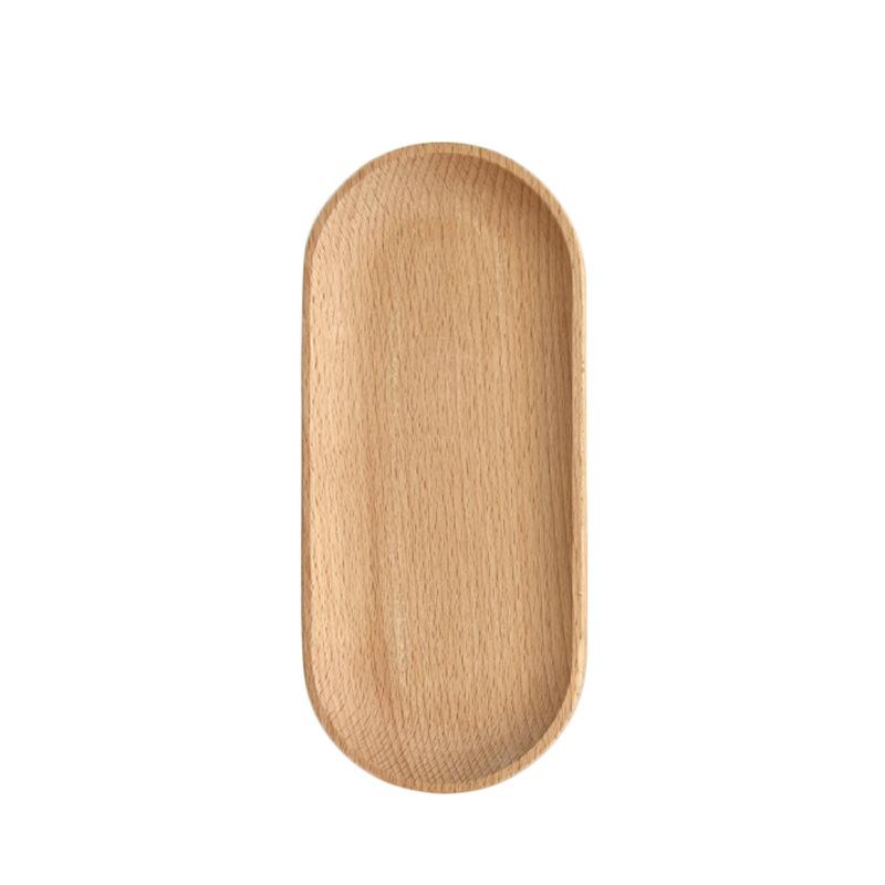 Japanese Tableware Wooden Plate Beech Oval Tray Mini Solid Wood Small Plate Children's WholeWooden Plate Wood Plates 18cm