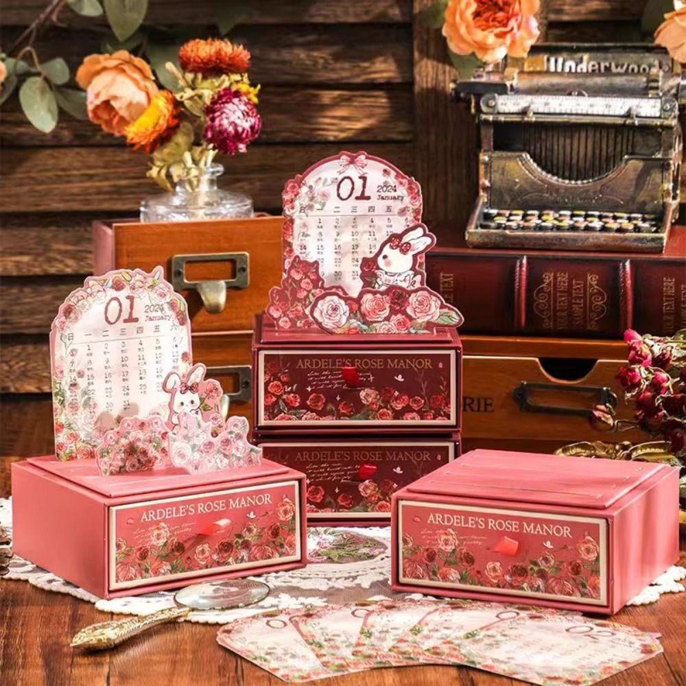 

Настольный органайзер 2024, настольный календарь, ящик, кролики, цветочный календарь, офисные школьные принадлежности