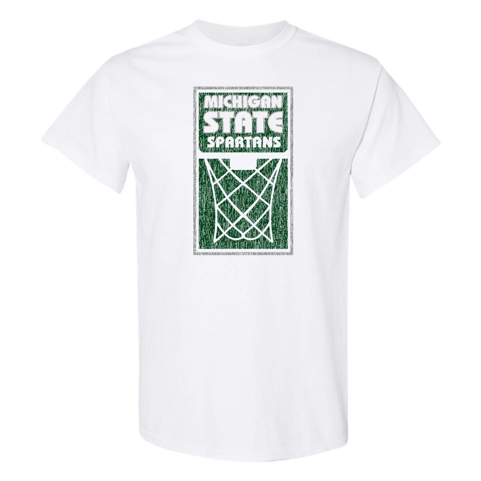 Michigan State Spartans Basketball Net Block T-Shirt - White M