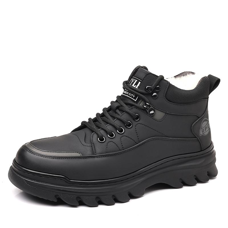 Boots Men Plus Fleece Cotton Shoes Keep Warm Men's Winter High-top British Style Cargo Thick Soled Outdoor Ankle Boots Snow Boo