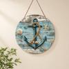 Decorative Hanging Sign Sign, Lightweight Wooden Wall Art with Marine Elements, Rudder Lifebuoy Starfish Plaque for Kids Rooms Play Areas Nautical