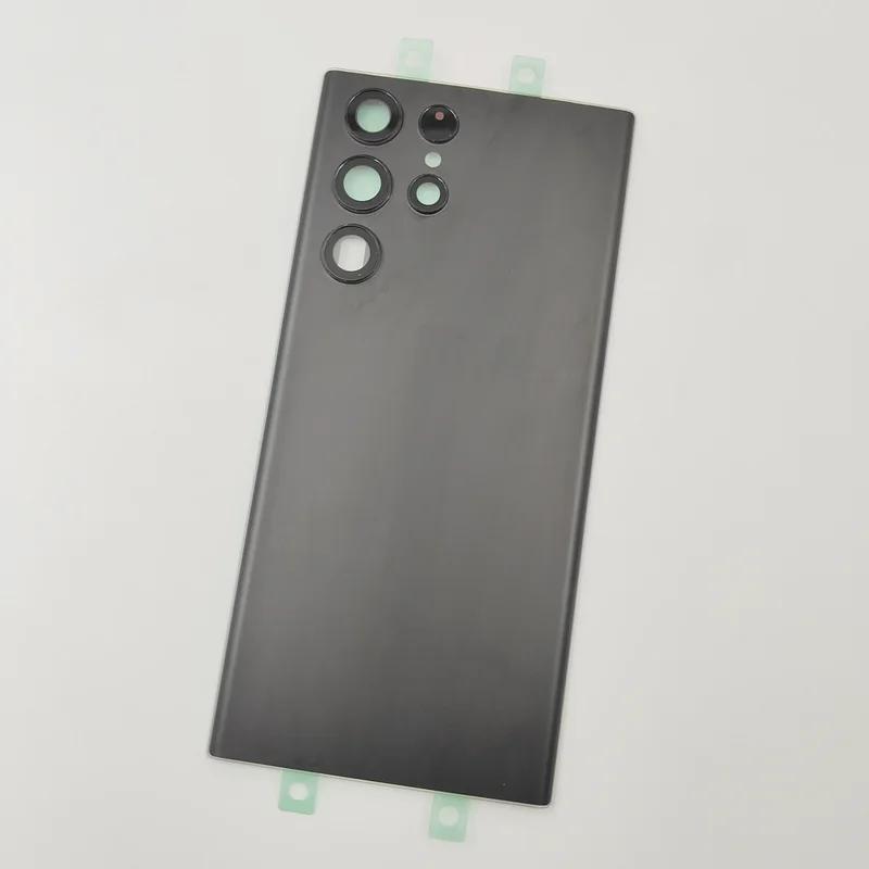 For Samsung Galaxy S22 Ultra 5G Matte Glass Battery Cover Rear Lid Back Door Housing + Original Camera Lens Glue Adhesive