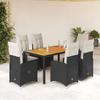 VidaXL Garden Bistro Set 7 Pcs Cushions Black Poly Rattan 3276979