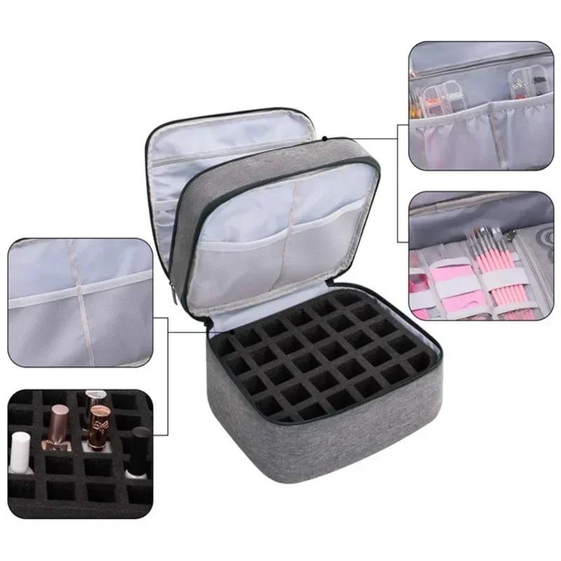 Nail Polish Storage Bag Essential Oil Bag Portable Cosmetic Nail Care Kit Nail Care Tool Storage Box 30 Compartment