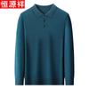 Hengyuanxiang Men's Pure Wool Turn-Down Collar Sweater