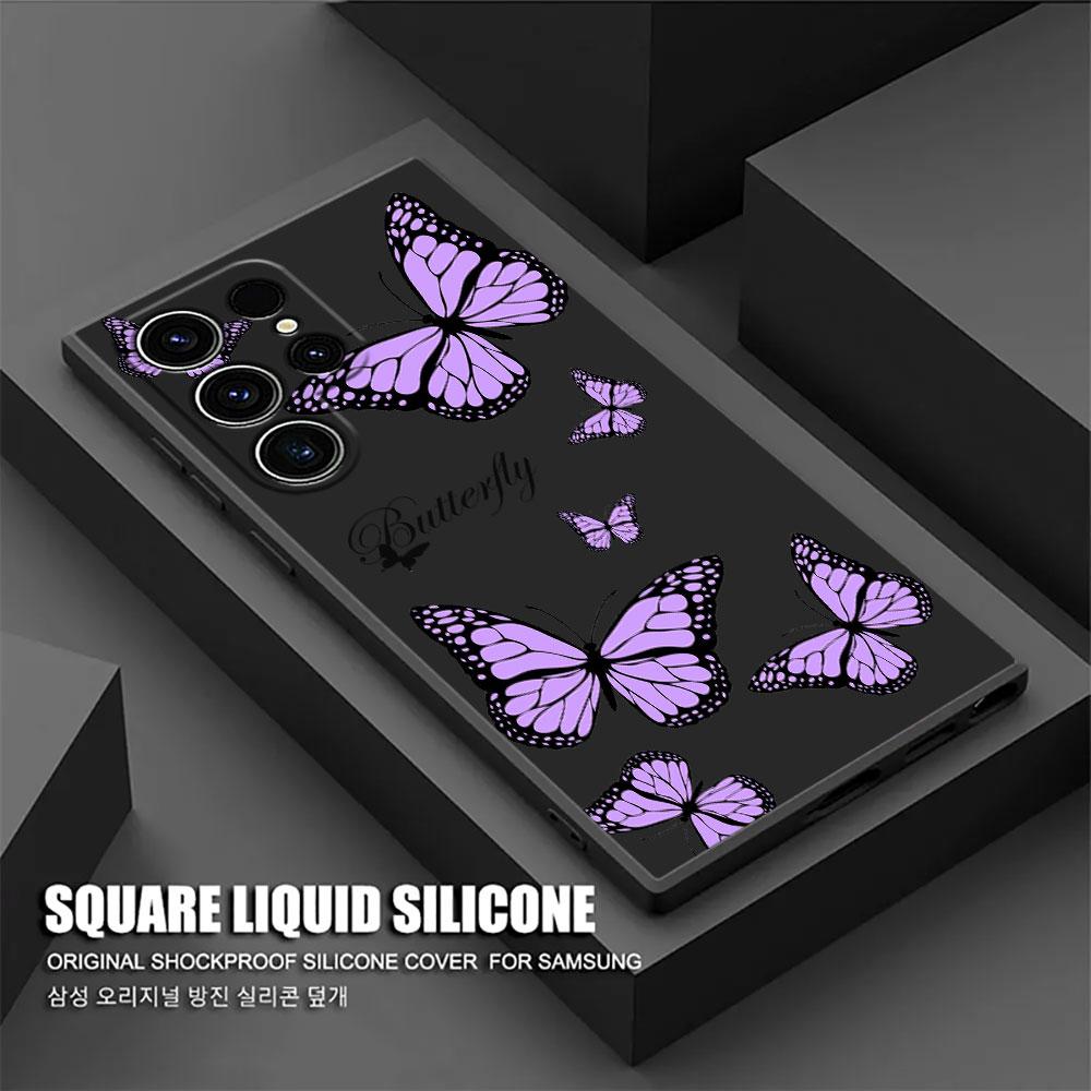 

Pink Butterfly Phone Case For Samsung Galaxy S26 Ultra Cases S25 FE S24 S23 S21 Ultra S20 S24 FE S22 S26 Plus 5G Black Cover Galaxy S25 Plus