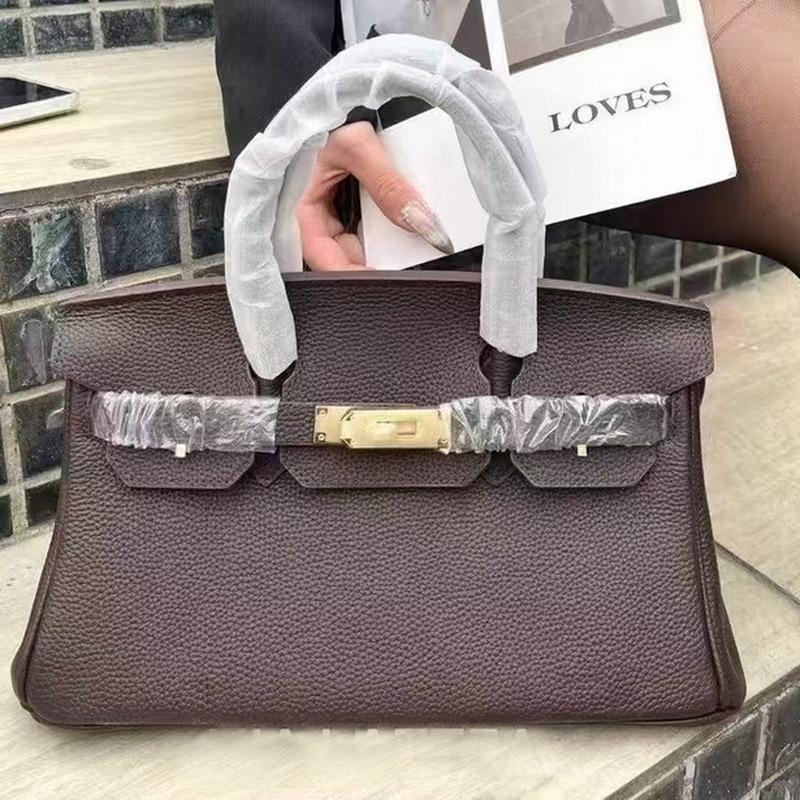 Head Layer Cowhide 29cm Horizontal Togo Leather Platinum Bag Short Carrying Strap (L08-29BK)