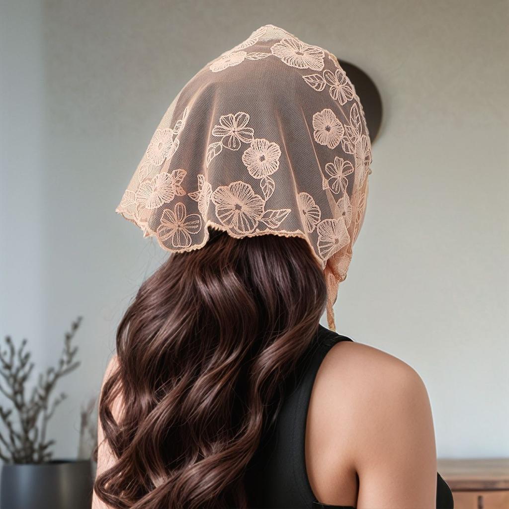 Moda Ins Koronkowa Chusta do Włosów Kobiety Retro Trójkątne Opaski do Włosów Vintage Trójkątna Chusta na Głowę Dziewczęca Elegancka Nakrycie Głowy Akcesoria do Włosów