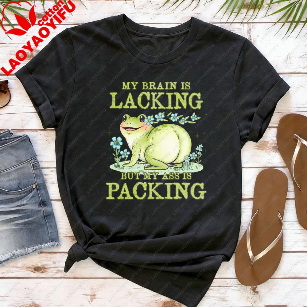 

Kawaii Frog Print Pattern T Shirt Frog Funny Quote Women TShirt Short Sleeve Casual Summer Top Fashion Tee Cotton Shirt S