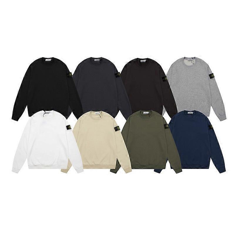 2025 Classic Stone Correct Version Solid Color Round Neck Badge Long Sleeve Men And Women