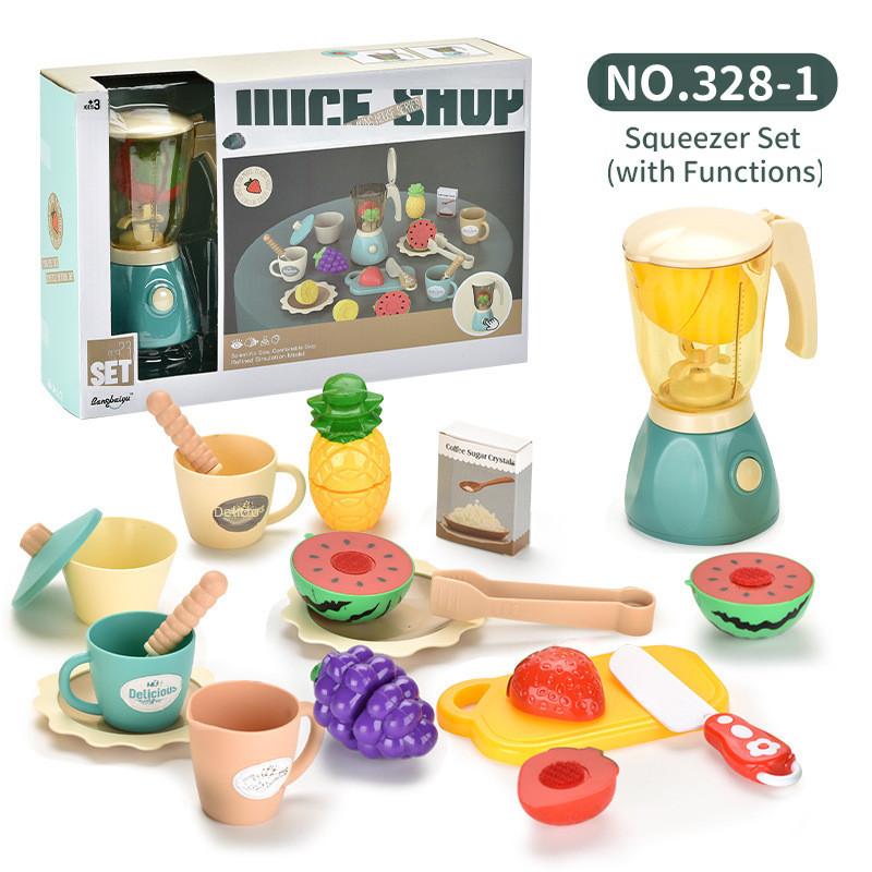 Children's Pretend Play Kitchen Appliance Set With Colorful Supermarket Cash Register And Electric Juicer For Afternoon Tea Fun