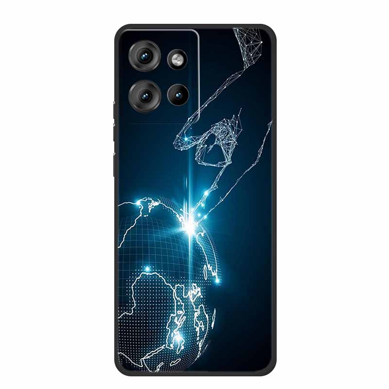 For Motorola Moto G 2025 Case Fashion Flower Black Silicone Soft TPU Back Cover Case For Motorola G75 S50 Edge 50 Neo Phone Case
