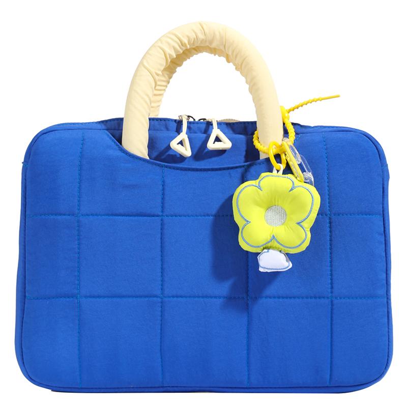 14 Inch Fashionable Cotton Padded Women's Laptop Bag, Tablet Bag, Contrasting Color Design, Simple And Cute Briefcase