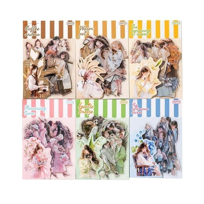 30pcs/1lot Kawaii Stationery Stickers A Tender Half Life Junk Journaling Decorative Mobile Scrapbooking for Stickers Scrapbook