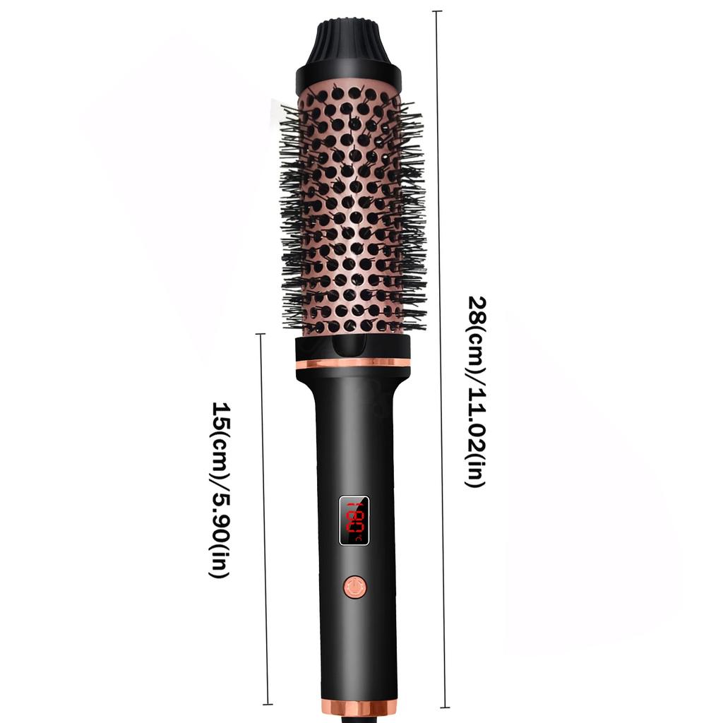 3 In 1 Thermal Brush Heated Curling Iron Brush Ceramic Hair Curler Roller Volumizing Brush Curling Comb Double PTC Curling Brush