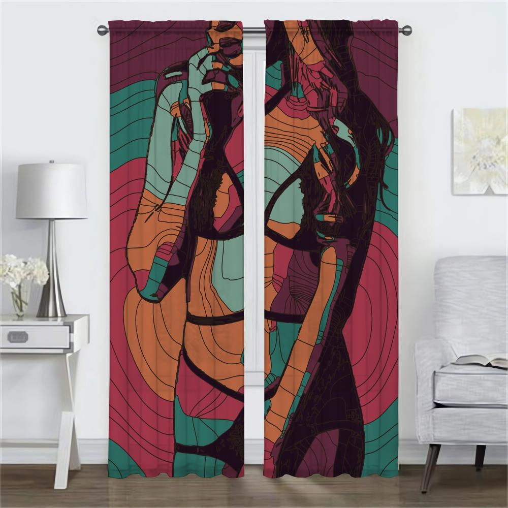 Abstract Sexy Girl Partition Blinds Halloween Decoration Window Curtain for Room 2 Panel Shades Elegant Room Curtains Living