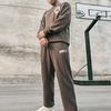 Li-Ning Badfive Solid Mid-Waist Cuffed Fleece Knit Sports Pants Men Bottoms Charcoal-Brown AKLT879-5