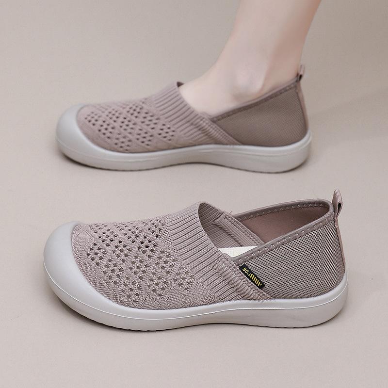 Shoes Women's Summer New Women's Flying Weaving Breathable Fashion Casual Women's Shoes One Pedal Soft Sole Shallow Mouth Round Head Single Shoes