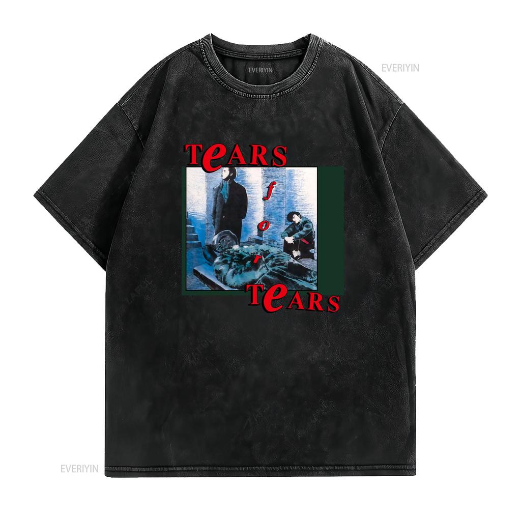 s Vintage Tears For Music Band Print Streetwear Casual T Shirt vintage Washed Breathable Stylish streetwear Slightly homme