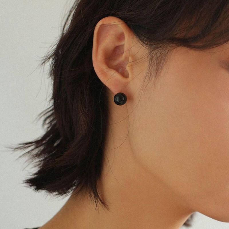 Elouze Black Onyx Daily Ball Silver 925 Earrings D132