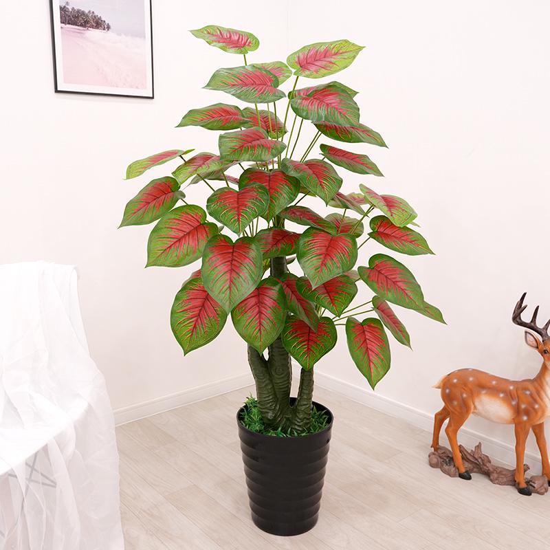 Große künstliche Fischschwanzpalme als Zimmerpflanze | Indoor-Kunstgrün für die Wohnzimmerdekoration