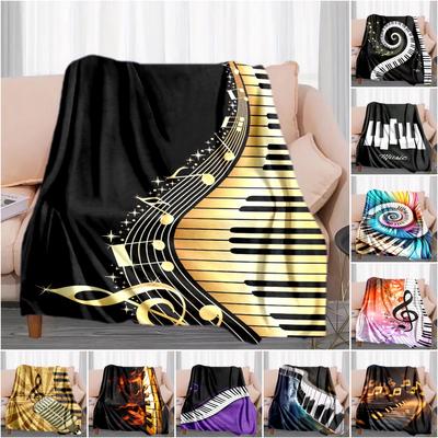 1PC Piano Keys Music Printed Blanket, All Season Lightweight Home Office Outdoor Nap Multifunctional Blanket A15