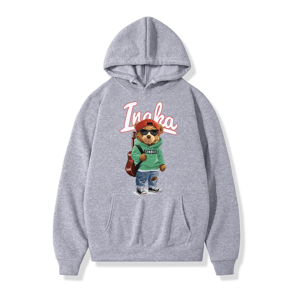 Herren Hoodies Hip Hop Inaka Power Toy Bear Print Fleece Hoody Sweatshirt Frauen Harajuku Pullover Streetwear Hoodie Unisex Kleidung