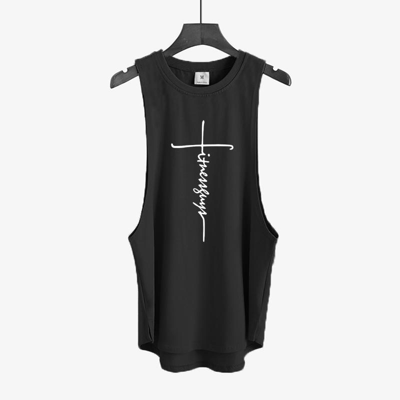 Muscleguys Mens Bodybuilding Fitness Tank Tops Gym Workout Muscle Sport Sleeveless Singlets Summmer Cool Cotton Breathable Loose T-shirts