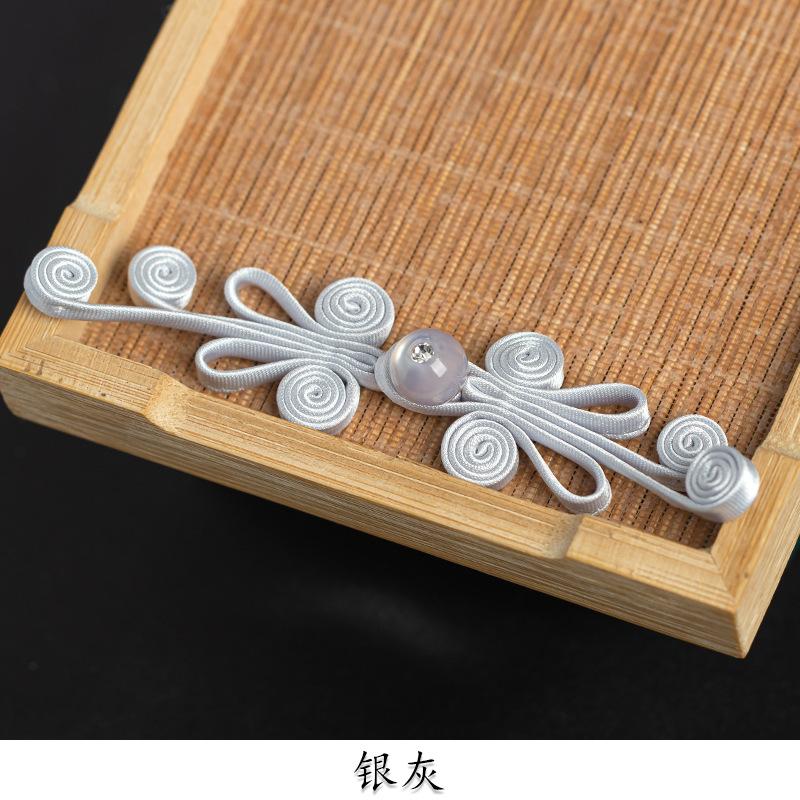 5 Pair New Chinese Hanfu Plate Button Jade Bead Four Wel Butterfly Button Chinese Style Hand Woven Button Qipao Decorative