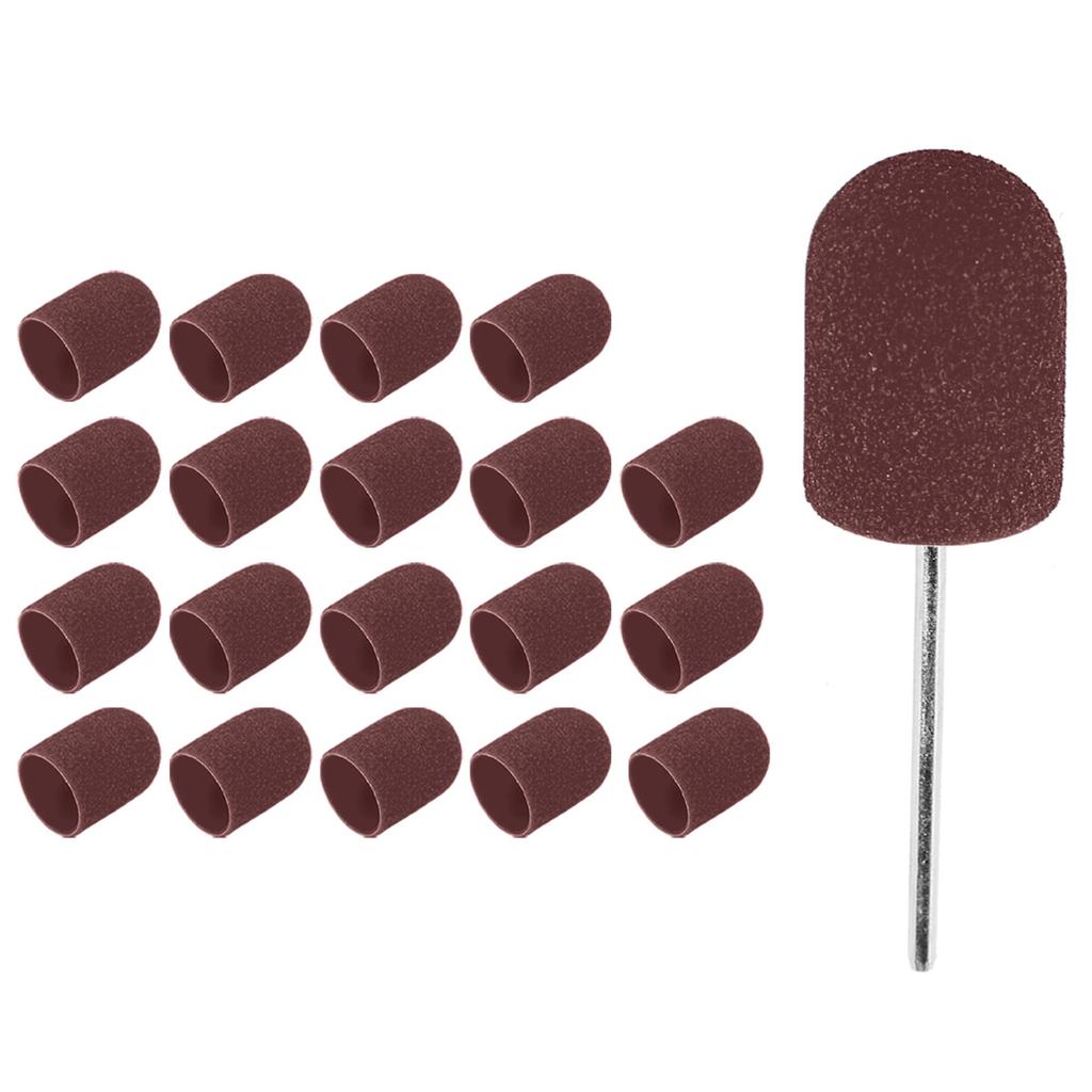 Nagelkunst-Schleifkappe, Nagelbohrer, Polieren, Schleifen, Schleifbänder-Set (16 x 25 mm)Braun