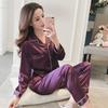 Spring Summer Women's Silk Long-sleeved Casual Sleepwear Suit Plus Size Nightwear Pijama Homewear