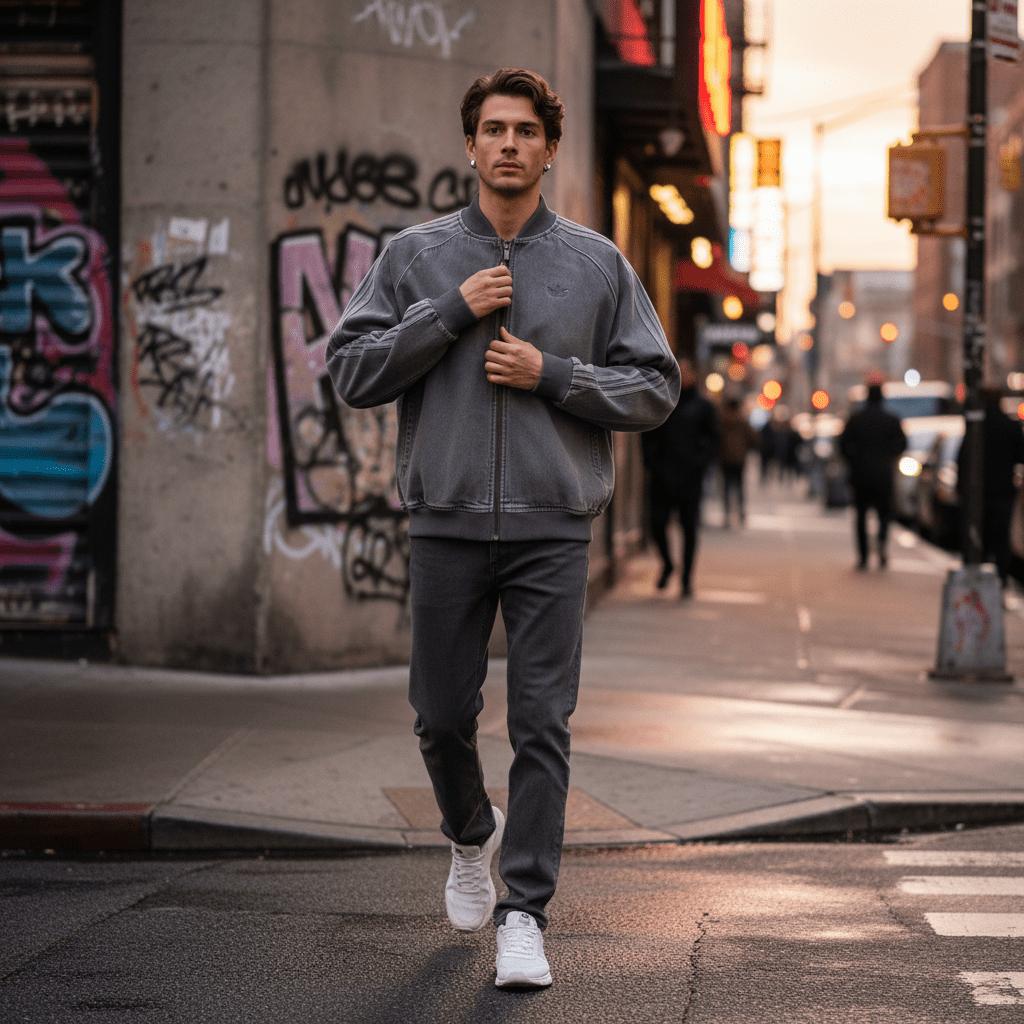 Adidas Originals Adicolor Denim Black Wash Sst 3-Stripes Loose Fashion Sports Jacket Men Jacket JW5915