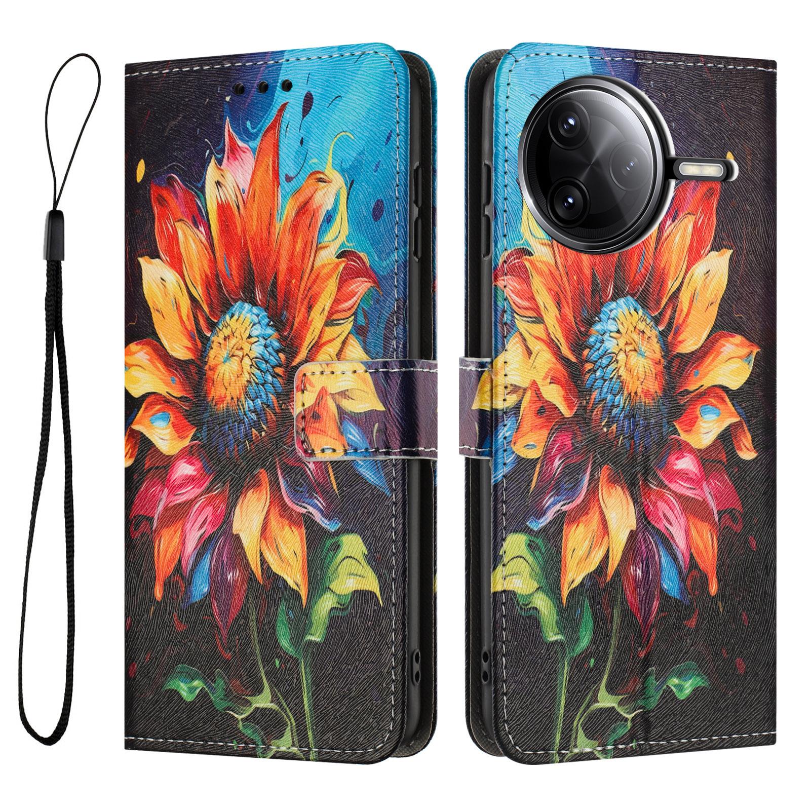 

YX-2501 Чохол-гаманець для Xiaomi Poco F7 Pro 5G/F7 Ultra 5G/K80 5G/K80 Pro 5G з друком візерунка, PU шкіра, чохол для телефону Sunflower