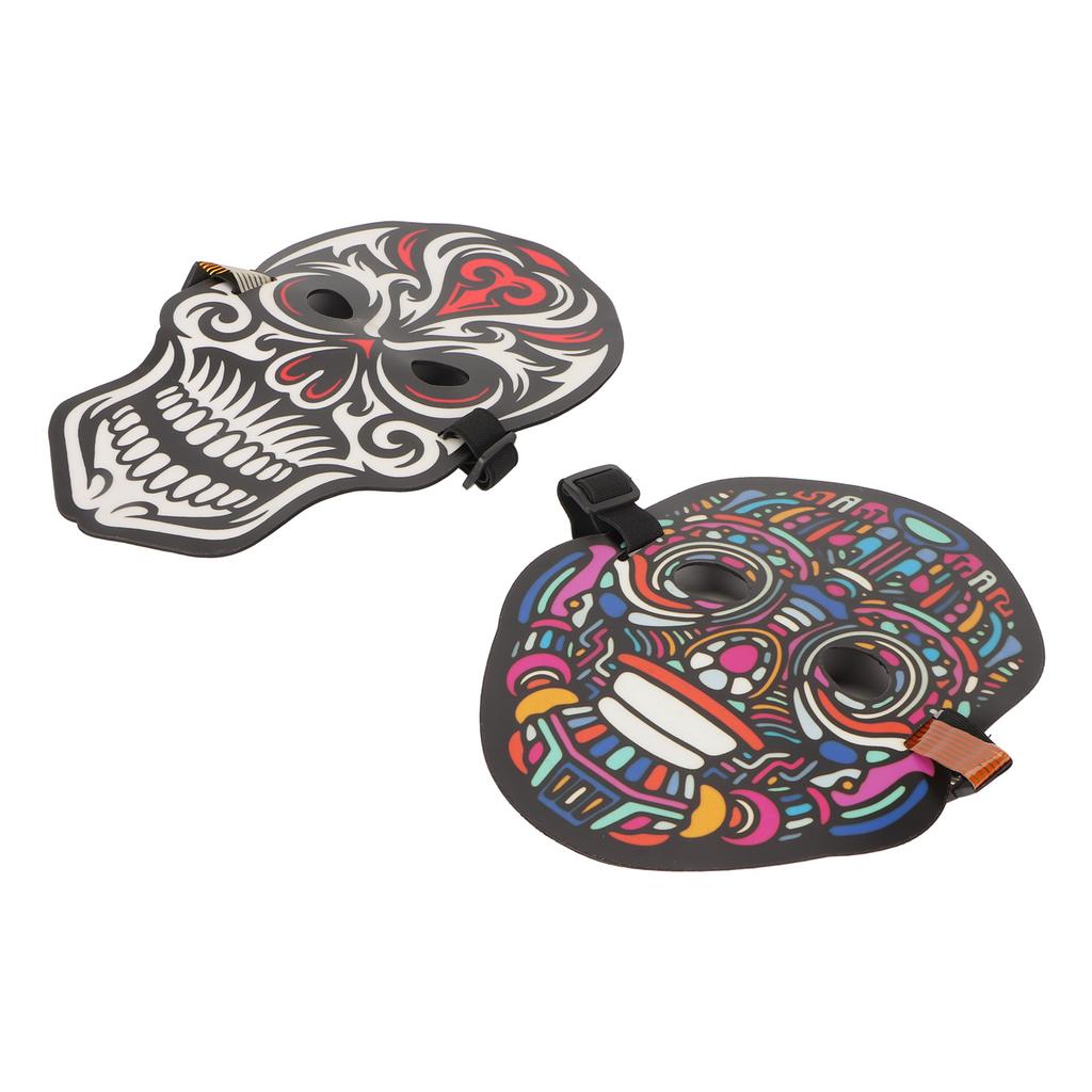 LED Face Cover Voice Control Adjustable Size Light Up Face Cover for Halloween Party Cosplay 2pcs
