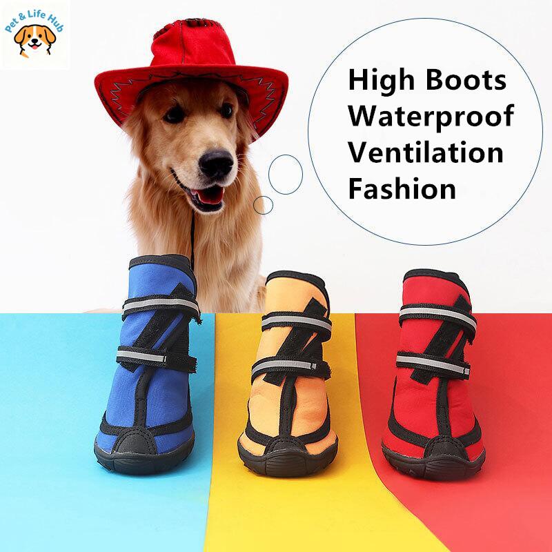 Four Seasons Waterproof Pet Shoes For Small To Large Dogs XXL Size Oxford Sole Reflective Pet Rain Boots