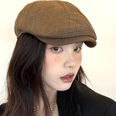 Street Retro Babes Schirmmütze Kinder Britische Baskenmütze Baumwolle und Leinen Mode Malermütze Newsboy Cap Männer