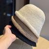 New crimped knitted basin hat women's simple versatile face small bucket hat headgear cap pullover wool hat tide