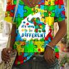 Elephant Pattern Muti Color T-shirt, Casual V-neck Short Sleeve Top, Women's Clothing