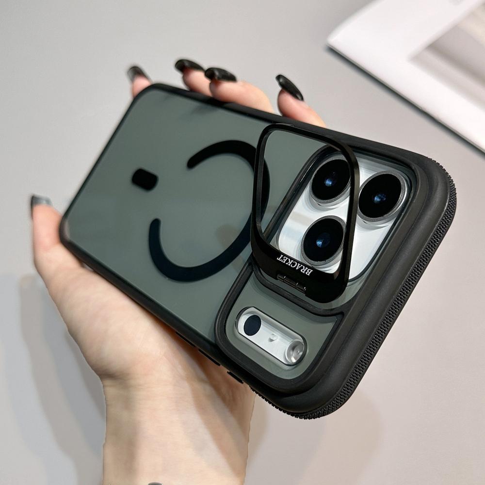 KEYSION Transparent Magnetic Lens Stand Case for MagSafe for iPhone 17 Pro Max Air TPU+PC Color Blocking Shockproof Phone Cover