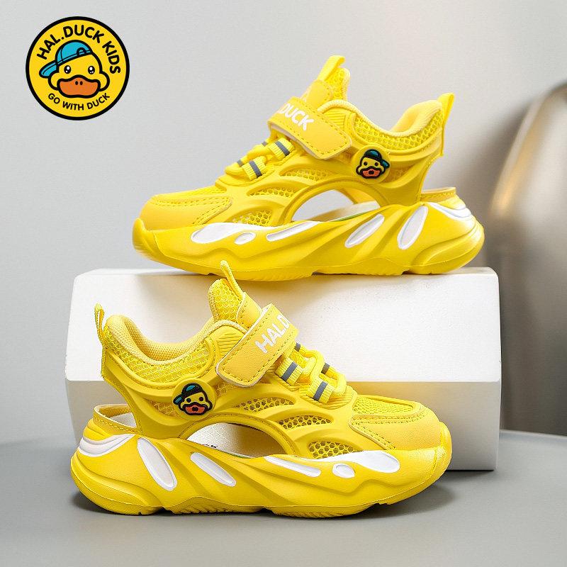 Little Yellow Duck children's shoes, girls' shoes2026New summer sandals for girls, featuring a hollow mesh design and breathable, sporty style
