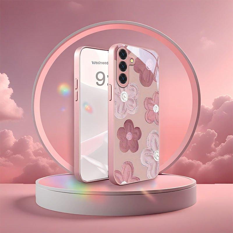 Floral Pink Pattern Phone Case for Samsung Galaxy S26 S25 S24 S23 S22 S21 S20 Edge Ultra Plus FE Glass Silicone Back Cover