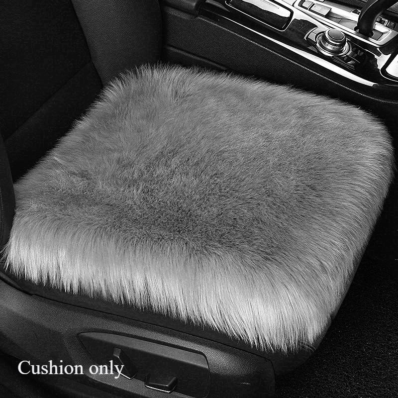 Warm Plush Car Seat Covers Universal Long Wool Fur Car Front Seat Protect Cushion Mat Warm Thick Plush Cushion Seat Cover